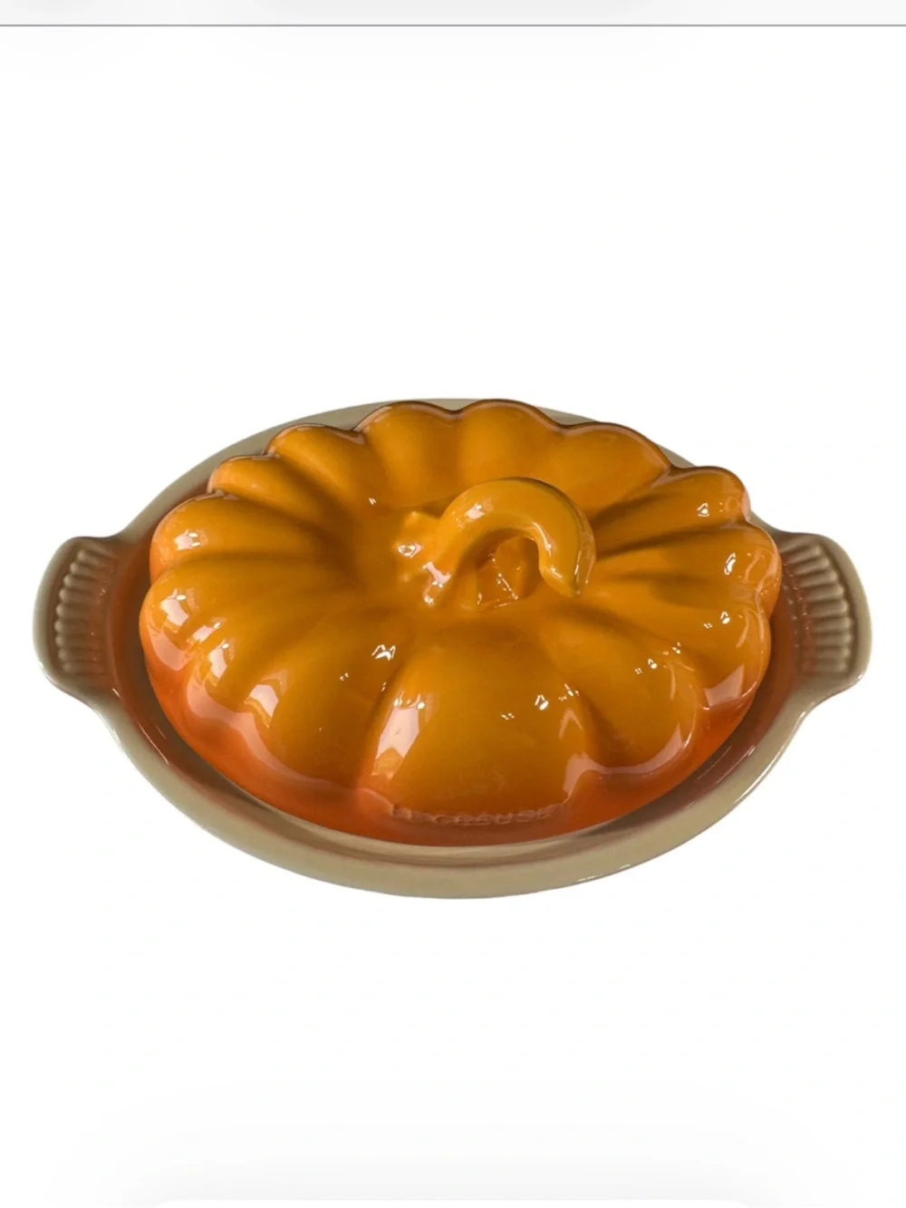 Le Creuset CERAMIC PUMPKIN BUTTER DISH with Lid - MARRONNIER 5”x3”